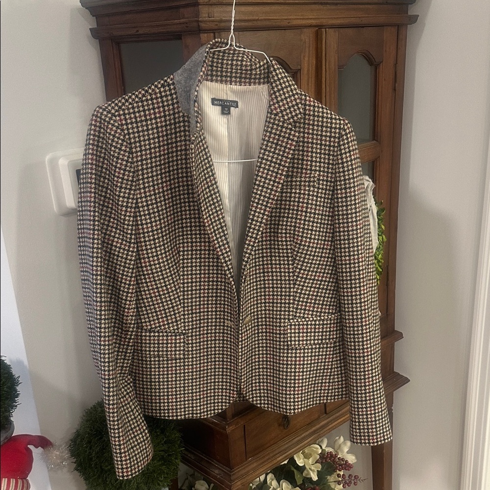 J. Crew Black and Brown Houndstooth Blazer